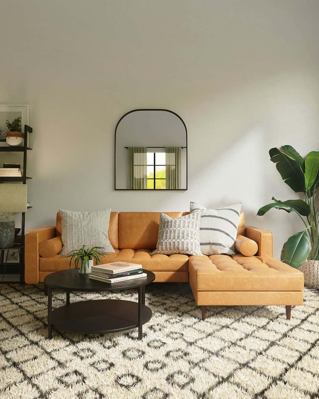 Cozy small living room with neutral color palette