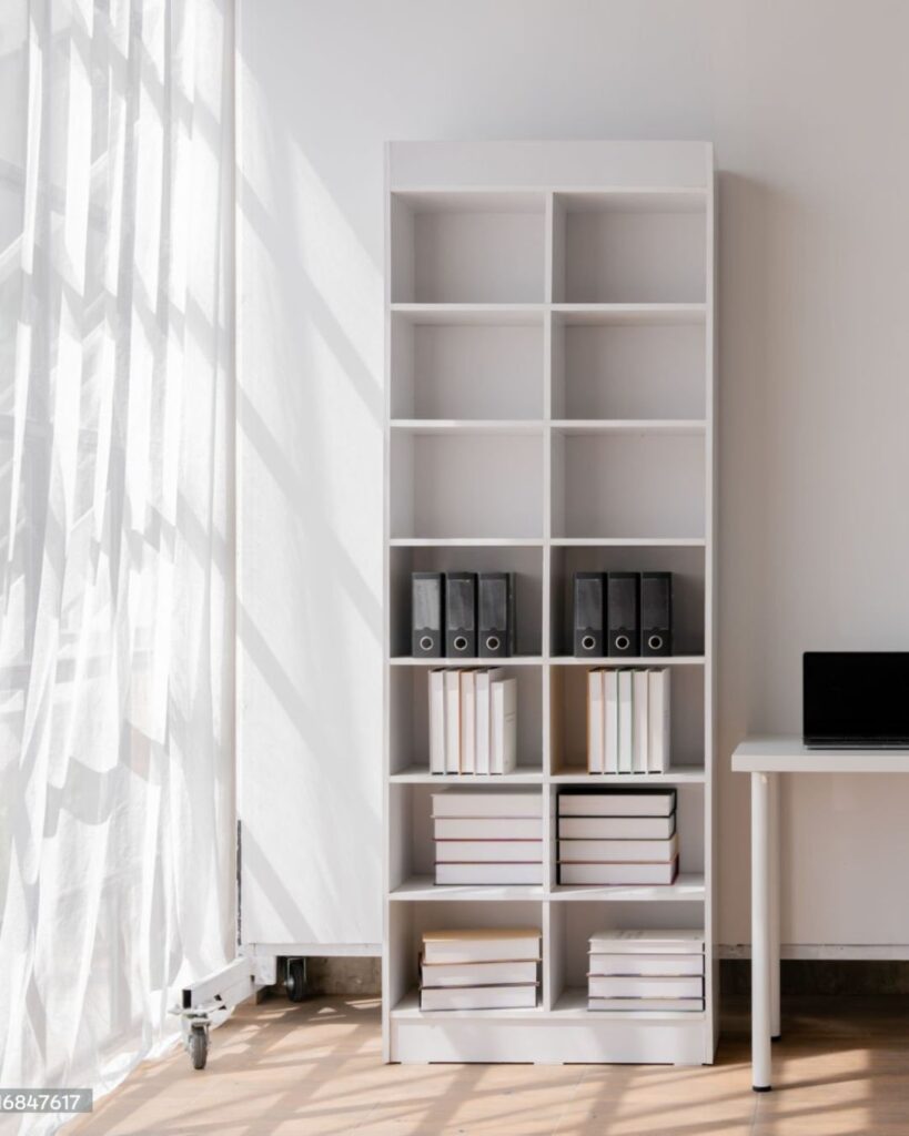 Corner shelving unit for small living room storage