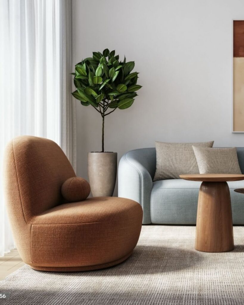 Accent chair placed in corner of small living room