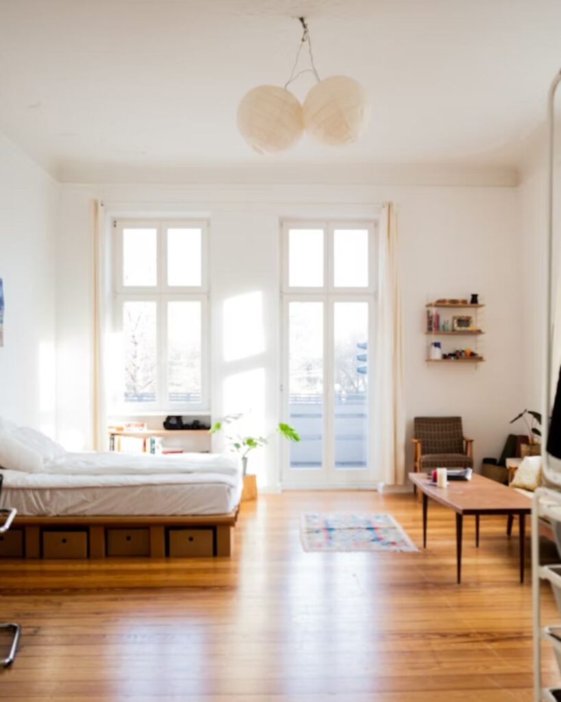 studio apartment storage ideas with shelves and hidden storage