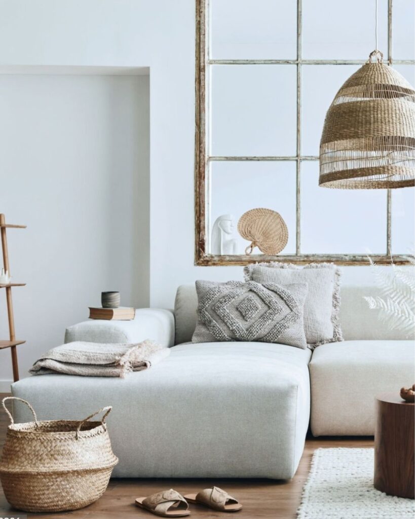 woven baskets used for storage in small apartment